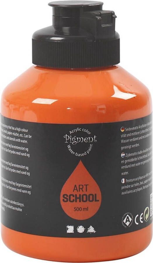 Pigment Art School Acrylverf Oranje Semi Transparant Semi Glanzend 500 ml