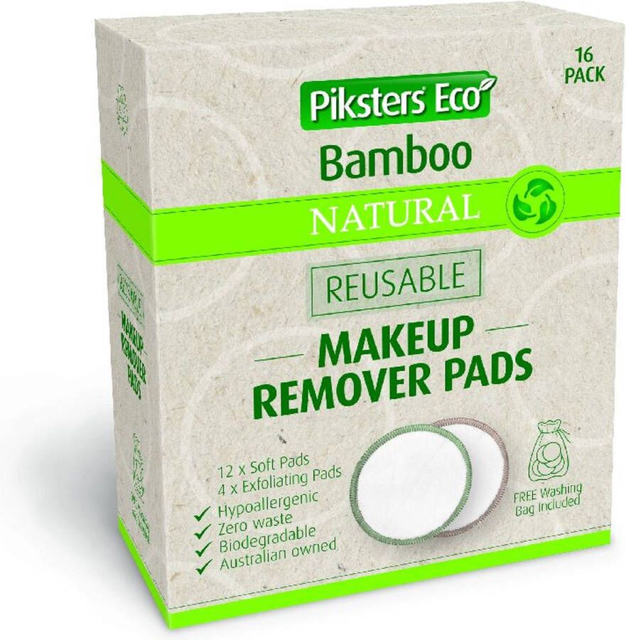 Piksters Eco Herbruikbare Make-Up Remover Pads Bamboo Inclusief Waszak