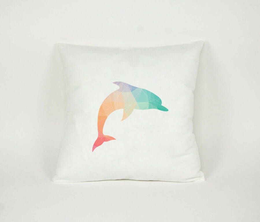 Pillowcity Kussen Geometrische Dolfijn Sierkussen Dieren Decoratie Kinderkamer 45x45cm Inclusief Vulling