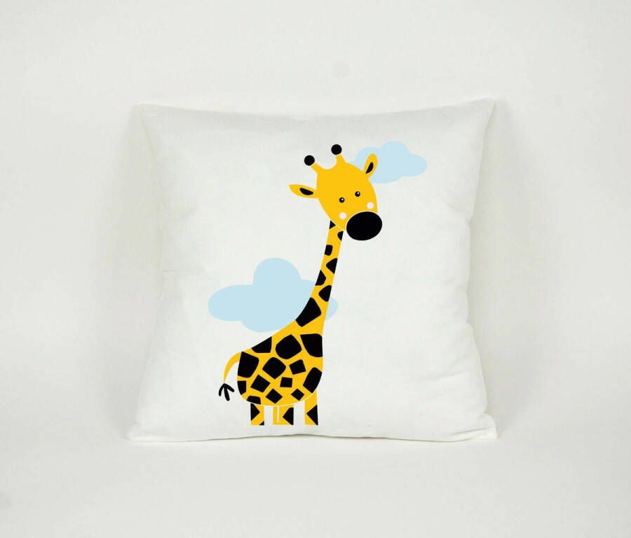 Pillowcity Kussen Giraffe met Wolkjes Sierkussen Decoratie Kinderkamer 45x45cm Inclusief Vulling