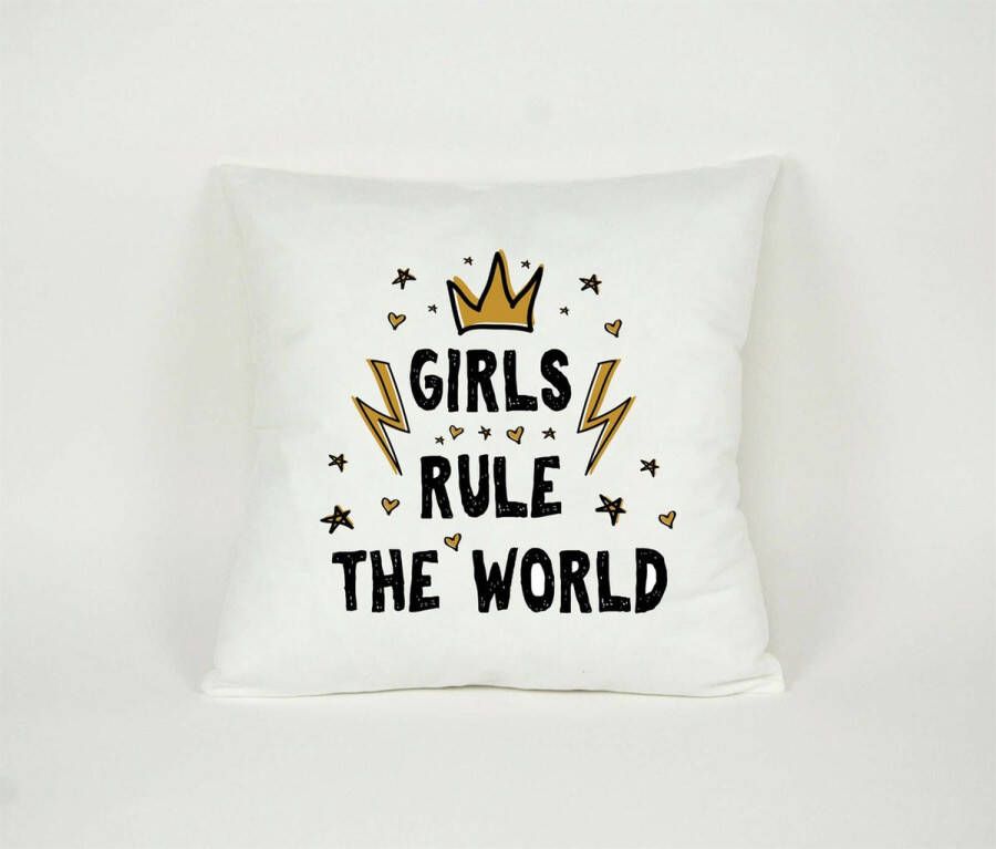 Pillowcity Kussen Girls Rule the World Sierkussen Decoratie Meisjes Kinderkamer 45x45cm Inclusief Vulling