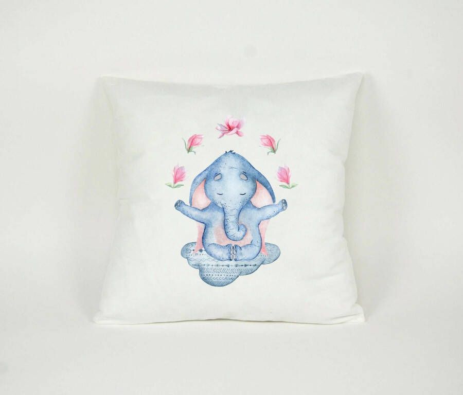 Pillowcity Kussen Yoga Olifant Namaste Sierkussen Decoratie Kinderkamer 45x45cm Inclusief Vulling