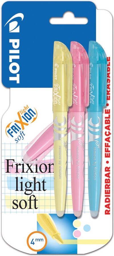Pilot Frixion Light Soft blister van 3 stuks in geassorteerde kleuren