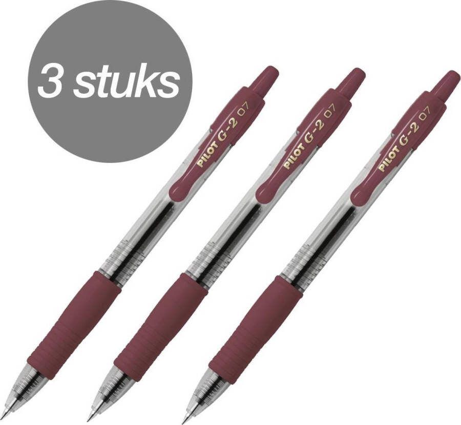 Pilot G-2 – Gel Ink Bruine Rollerball pen 3 stuks – Medium Tip