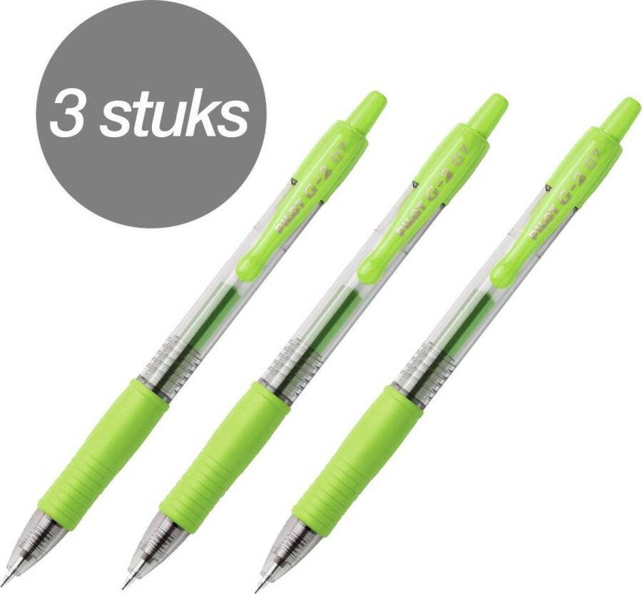 Pilot G-2 – Gel Ink Lichtgroene Rollerball pen 3 stuks – Medium Tip