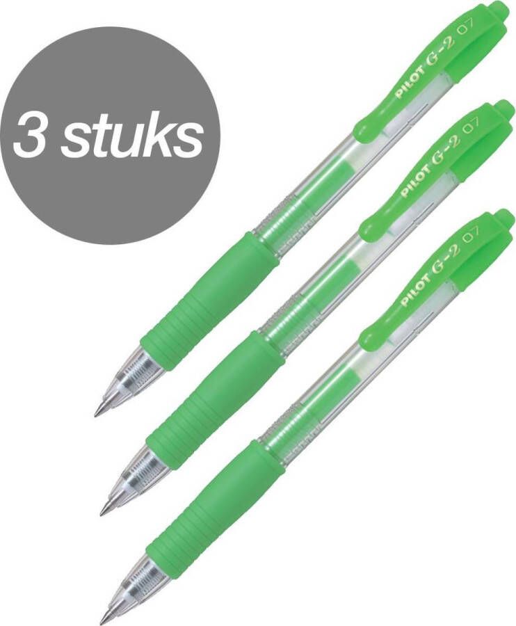 Pilot G-2 – Gel Ink Neon Groene Rollerball pen 3 stuks – Medium Tip