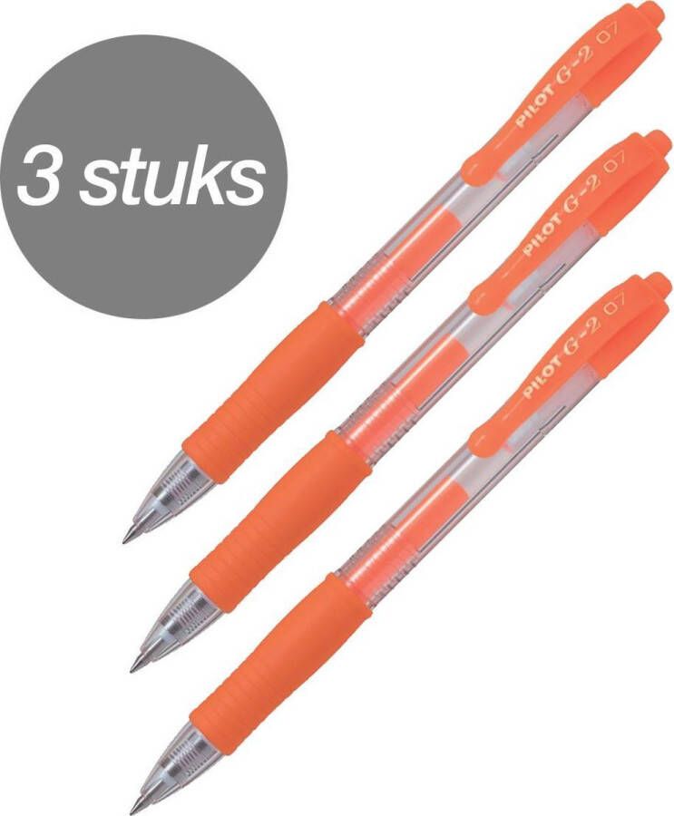 Pilot G-2 – Gel Ink Neon Oranje Rollerball pen 3 stuks – Medium Tip