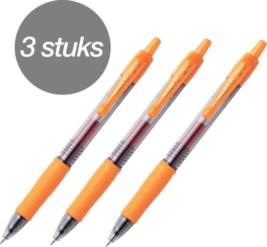 Pilot G-2 – Gel Ink Oranje Rollerball pen 3 stuks – Medium Tip