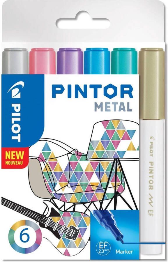 Pilot Pintor Metallic Verfstiften Set Metal Set Extra Fijne marker met 2 3mm punt Inkt op waterbasis Dekt op elk oppervlak zelfs de donkerste Teken kleur versier markeer schrijf kalligrafeer…