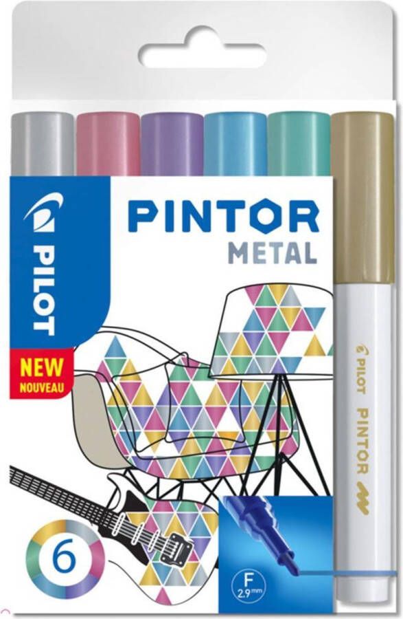 Pilot Pintor Metallic Verfstiften Set Metal Set Fijne marker met 2 9mm punt Inkt op waterbasis Dekt op elk oppervlak zelfs de donkerste Teken kleur versier markeer schrijf kalligrafeer…