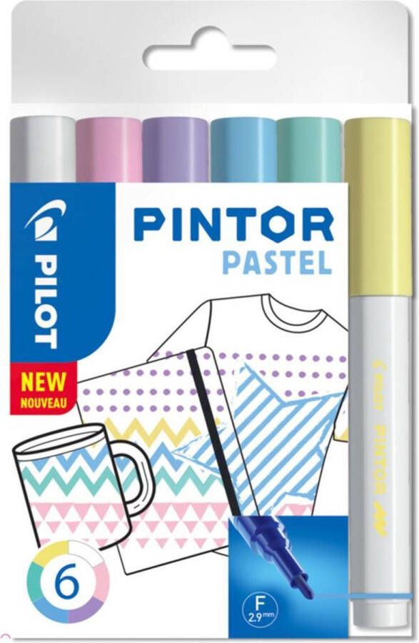 Pilot Pintor Pastel Verfstiften Set Pastel Set Fijne marker met 2 9mm punt Inkt op waterbasis