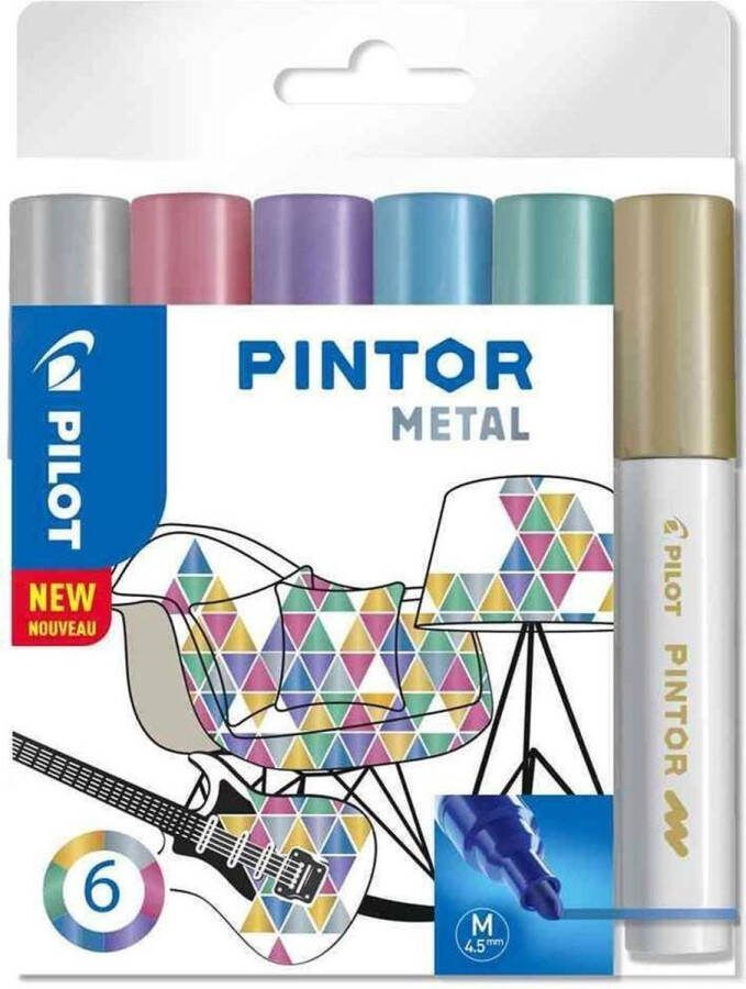 Pilot Pintor Metallic Verfstiften Set Metal Set Medium marker met 4 5mm punt Inkt op waterbasis Dekt op elk oppervlak zelfs de donkerste Teken kleur versier markeer schrijf kalligrafeer…