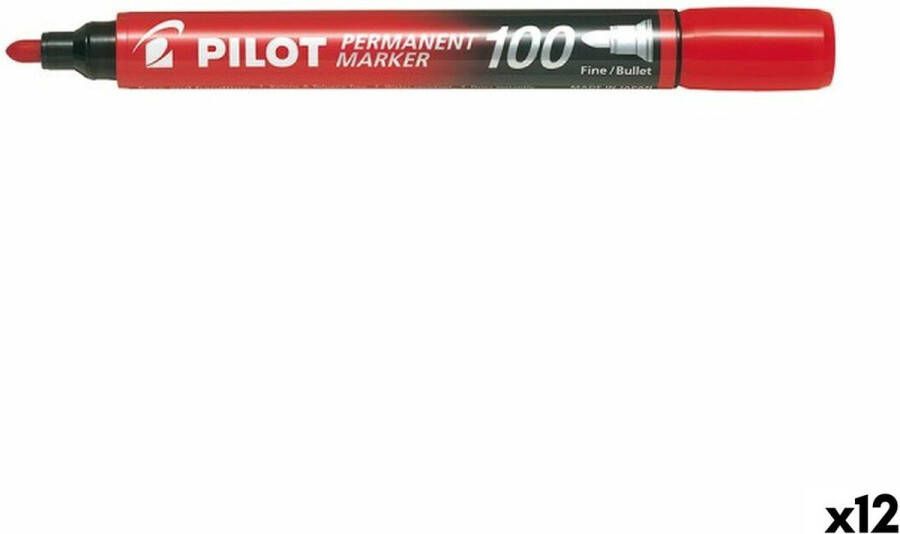 Pilot Viltstift sca-100-r rond 1mm rood 12 stuks