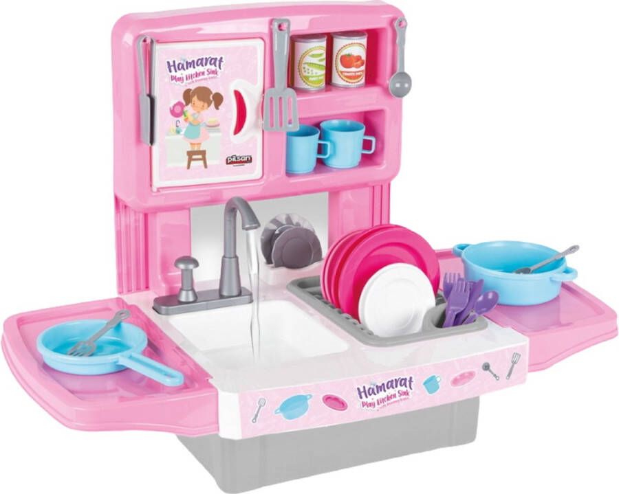 Pilsan Hamarat speelgoedkeuken met waterkraan roze 39-delig