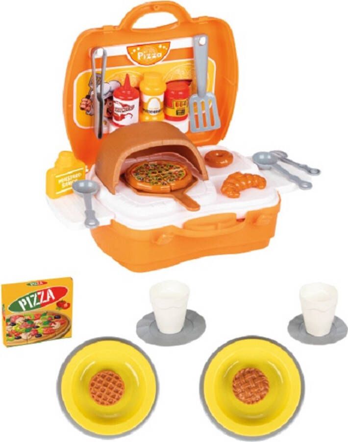 Pilsan Speelgoed Pizzaset Keuken met Pizza Oven en Accessoires Oranje 35-delig