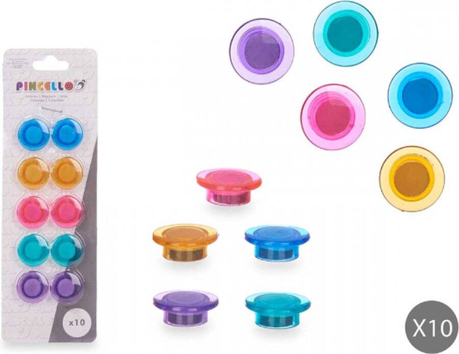 Pincello Set van 10 kleine Pastelkleurige magneten op Blister Magnetisch Set van 10 Kleurrijke Magneetjes Koelkastmagneet Whiteboard Magneet Magnet Magneten Rond 2cm