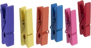 Arte r 35x Stuks Multi-color Houten Kleur Hobby Mini Knijpers knijpertjes Houten Knutselstokjes