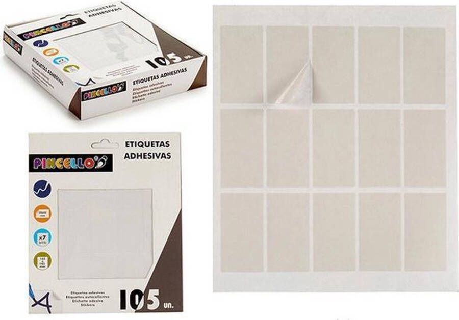 Pincello Witte stickers rechthoekig 25 x 45 mm (105 stickers)