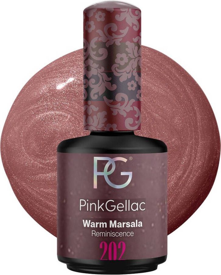 Pink Gellac Gellak Nagellak Gel Lak Gelnagels Producten Gel Nails Gelnagel Warm Marsala met Shimmer Finish 15ml