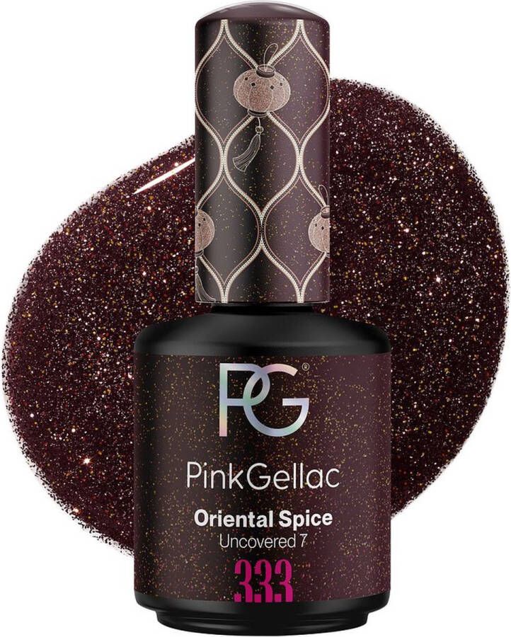 Pink Gellac Gellak Glitter Bruin 15ml Bruine Glitter Nagellak Gelnagels en Gel Nails 333 Oriental Spice