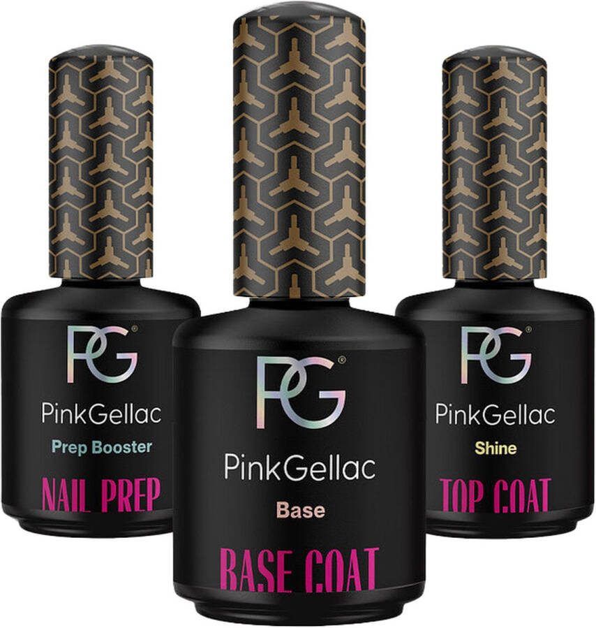 Pink Gellac Gellak Set met 3 x 15ml Base Coat Top Coat Nail Prep Gel Nagellak voor Thuis