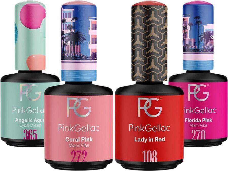 Pink Gellac Gellak Set met 4 x 15ml Kleuren Rood Roze Aqua Gelnagellak Gel Nagellak voor Thuis