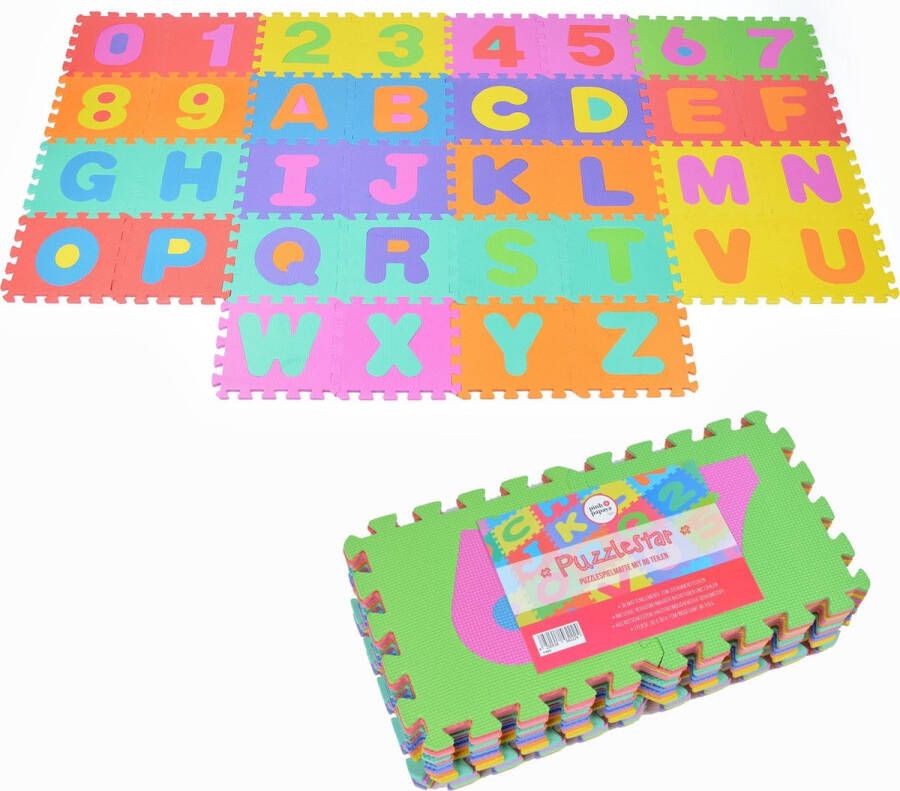 Pink Papaya Puzzelmat met letters en cijfers Puzzlestar ABC 123