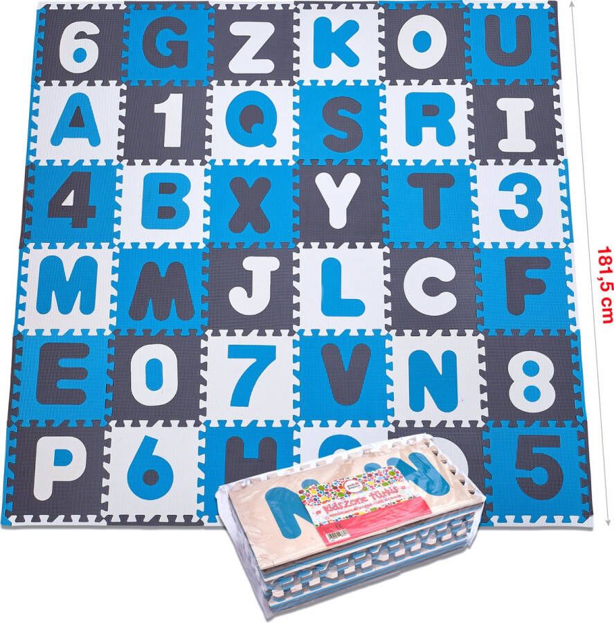 Pink Papaya Puzzelmat XXL met 86 stukjes voor kinderen antislip EVA speelmat aan elkaar te bevestigen inclusief randdelen 30 x 30 x 1 cm kindertapijt puzzel met cijfers en letters inclusief tas