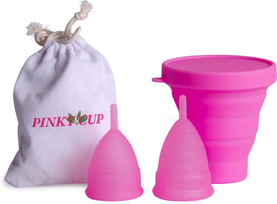 PinkyCup Set 2 Menstruatiecups Met Sterilisator Medisch Siliconen Cups Herbruikbaar Milieuvriendelijk