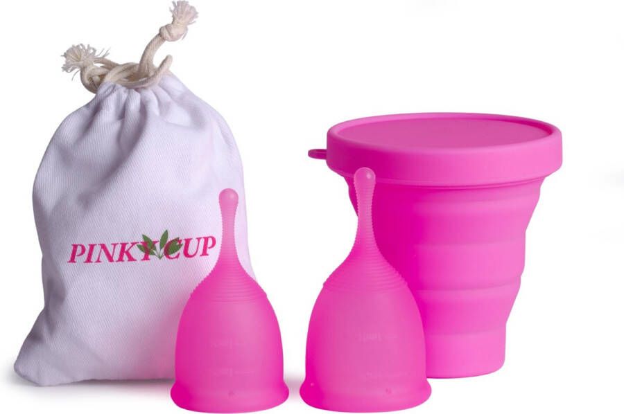 PinkyCup Setje 2 Menstruatiecups met Sterilisator Medisch Siliconen Cups Herbruikbaar Milieuvriendelijk