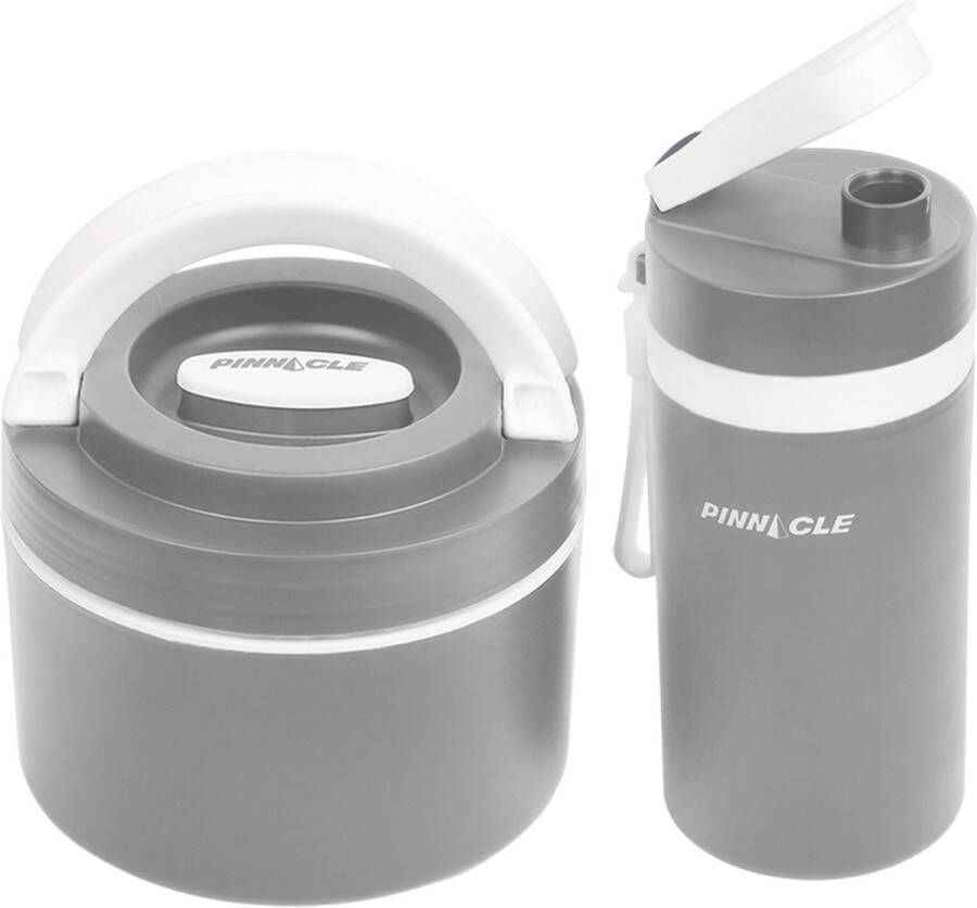 Pinnacle Pixel Combi Set Trommel-Drinkfles-Cool Grey- Handig voor onderweg Lunchbox