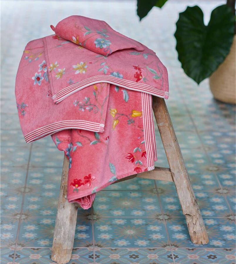 PiP Studio badgoed Les Fleurs roze Washand 16x22 cm