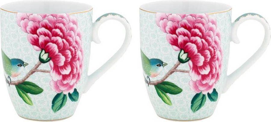 Pip Studio Blushing Birds 350ml bekers set van 2 (Kleur: wit)