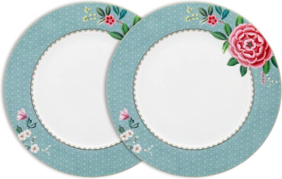 Pip Studio Blushing Birds Dinerborden Blauw Porselein Set van 2 26.5cm