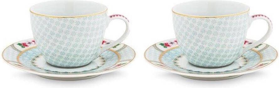 Pip Studio Blushing Birds Kop en Schotel Servies Set van 2 kopjes en schoteltjes Wit 280ml