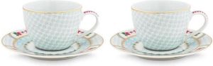 Pip Studio Blushing Birds 280ml cappuccinokop- en schotel set van 2 (Kleur: wit)
