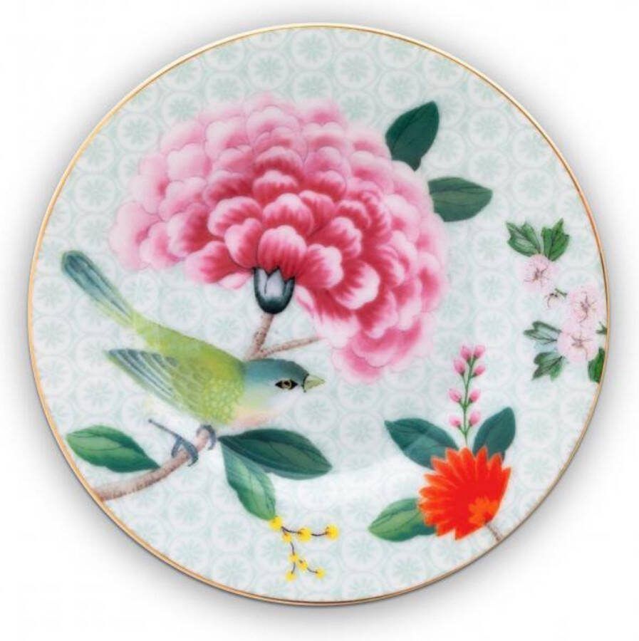 Pip Studio blushing birds off white set van 6 petit-four bordjes 12cm wit met bloemen