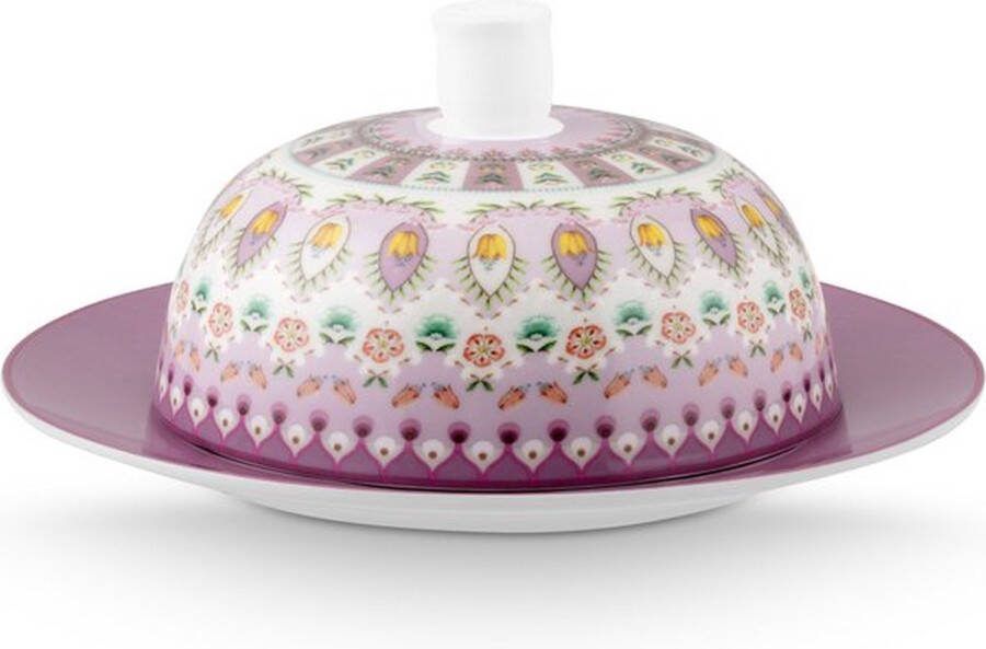 Pip Studio Butter Dish Round Lily&Lotus Moon Delight Multi 17x8cm ronde botervloot Lily & Lotus Lila 17 cm
