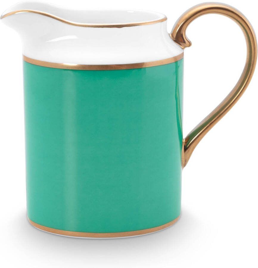 PiP Studio Chique melkkan groen porselein 260ml porselein gouden randjes