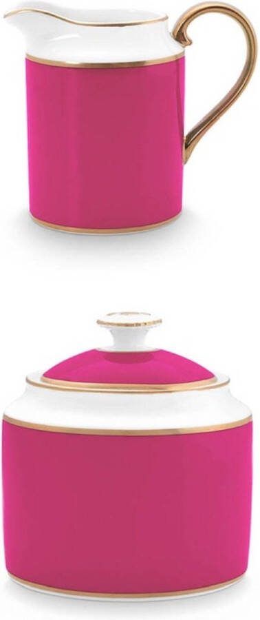 Pip Studio Chique Suikerpot en Melkkan Roze