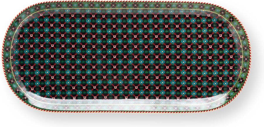 Pip Studio Clover Green serveerschaal of cakeschaal Berry Blues rechthoekig porselein