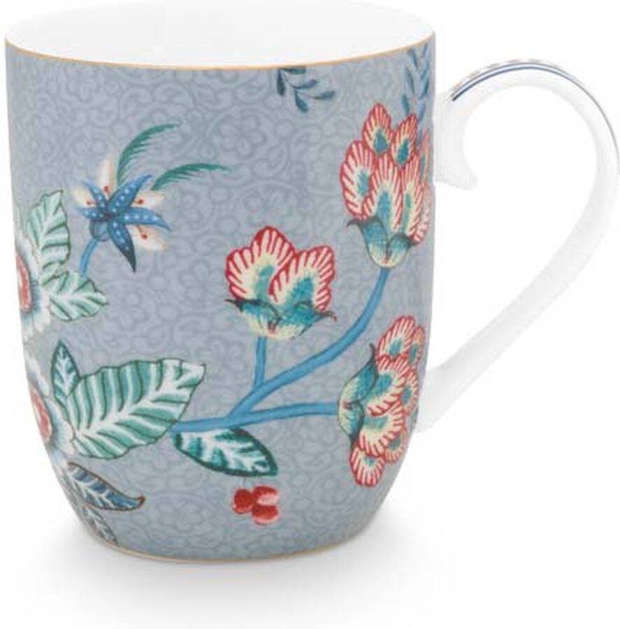 Pip Studio Flower Festival Mok met Oor Licht Blauw- Porselein 145 ml