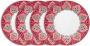 Pip Studio Flower Festival Ontbijtborden Donker Roze Porselein Set van 4 21cm - Thumbnail 1