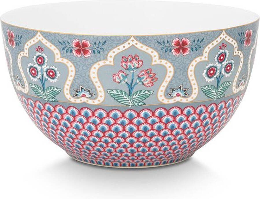 Pip Studio Flower Festival Scallop Kom Lichtblauw Porselein 18cm