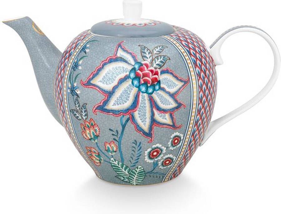 PiP Studio Flower Festival Blue theepot 1.6L blauw bloemen porselein