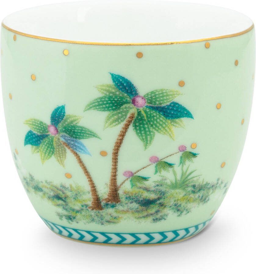 PiP Studio Jolie green eierdop porselein lichtgroen gouden stippen palmboom