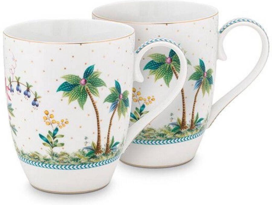 Pip Studio . Jolie set van 2 mokken groot dots gold 350ml