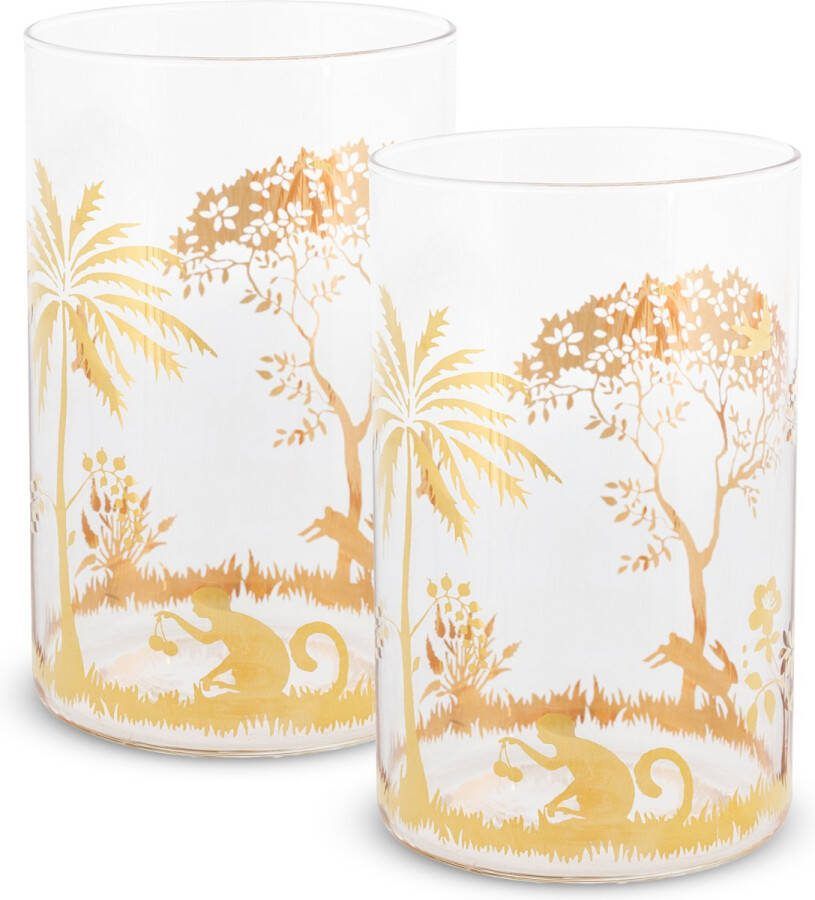 Pip Studio La Majorelle Longdrinkglazen Goud Kristal Glas Set van 2 360ml