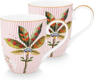 PiP Studio La Majorelle Pink mok set 2 450ml porselein roze mokken bloemen cadeauset