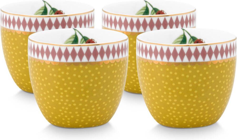 PiP Studio La Majorelle yellow eierdop set 4 geel porselein pasen servies paastafel